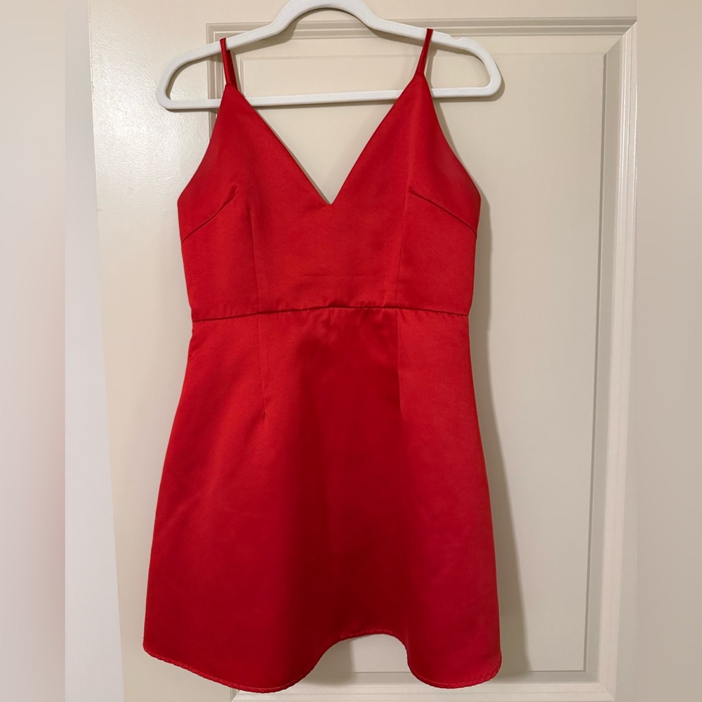 Showpo Red V-Neck Mini Dress